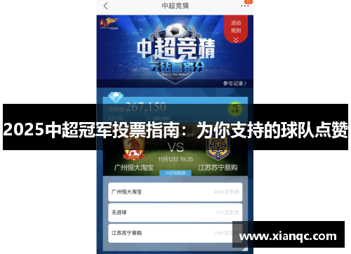 2025中超冠军投票指南：为你支持的球队点赞